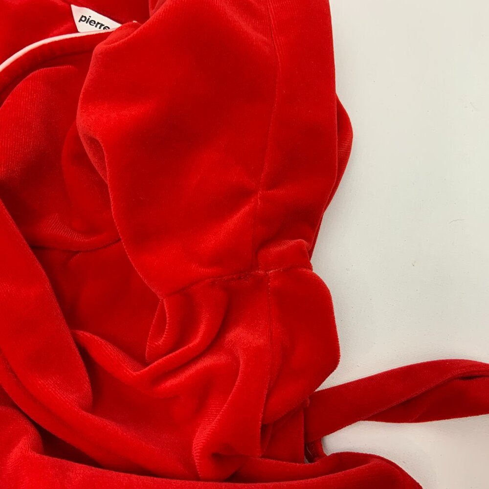 Vintage 80s Pierre Cardin Red Maxi Robe With White Piping Sz M - Picture 16 of 16